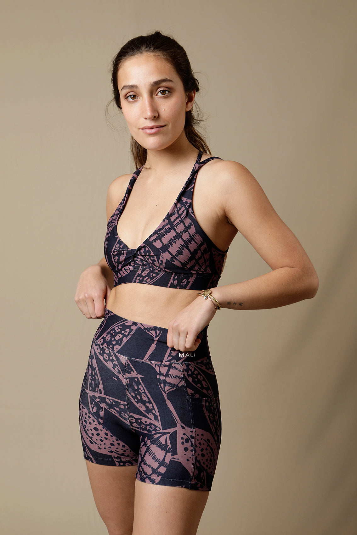 Biker con bolsillo Short Eco Flore Malva II