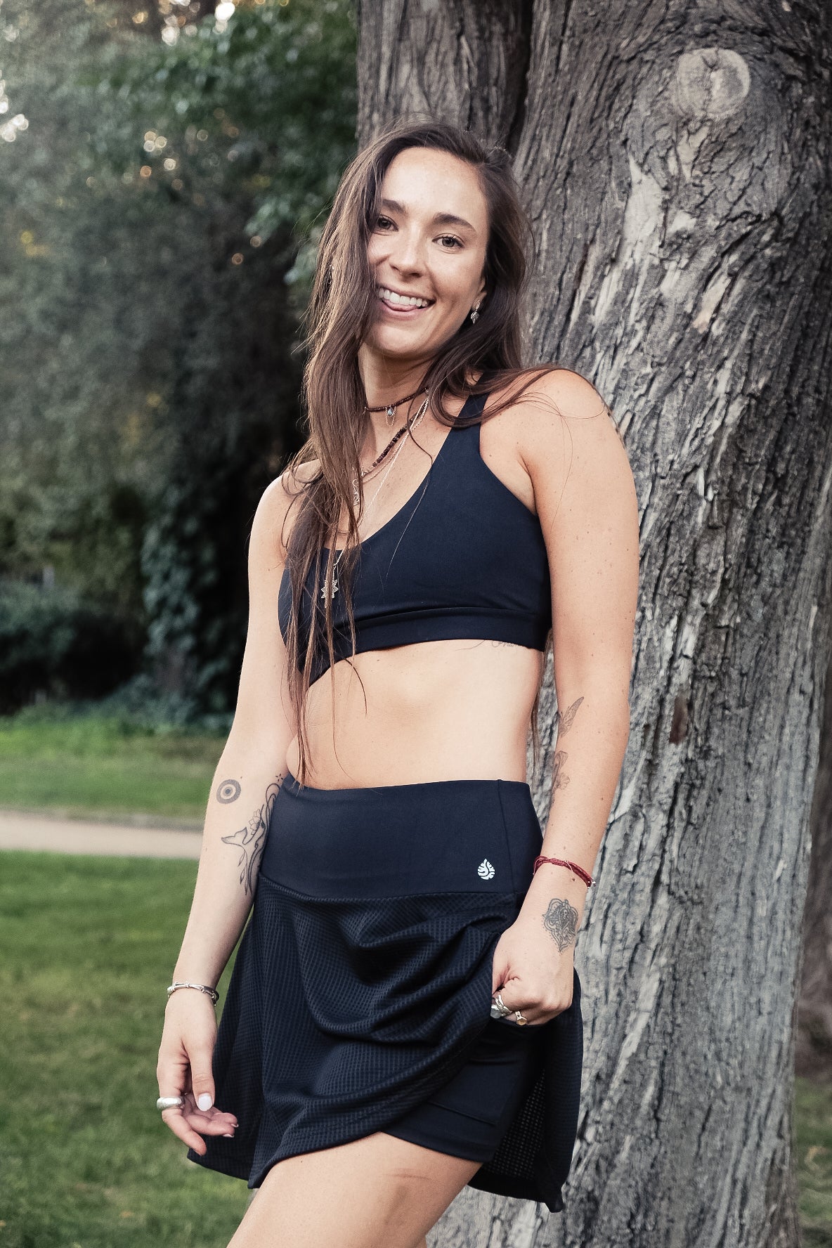 Mini Tenis/Pádel Eco Black – falda short de tenis negra mujer, Mali