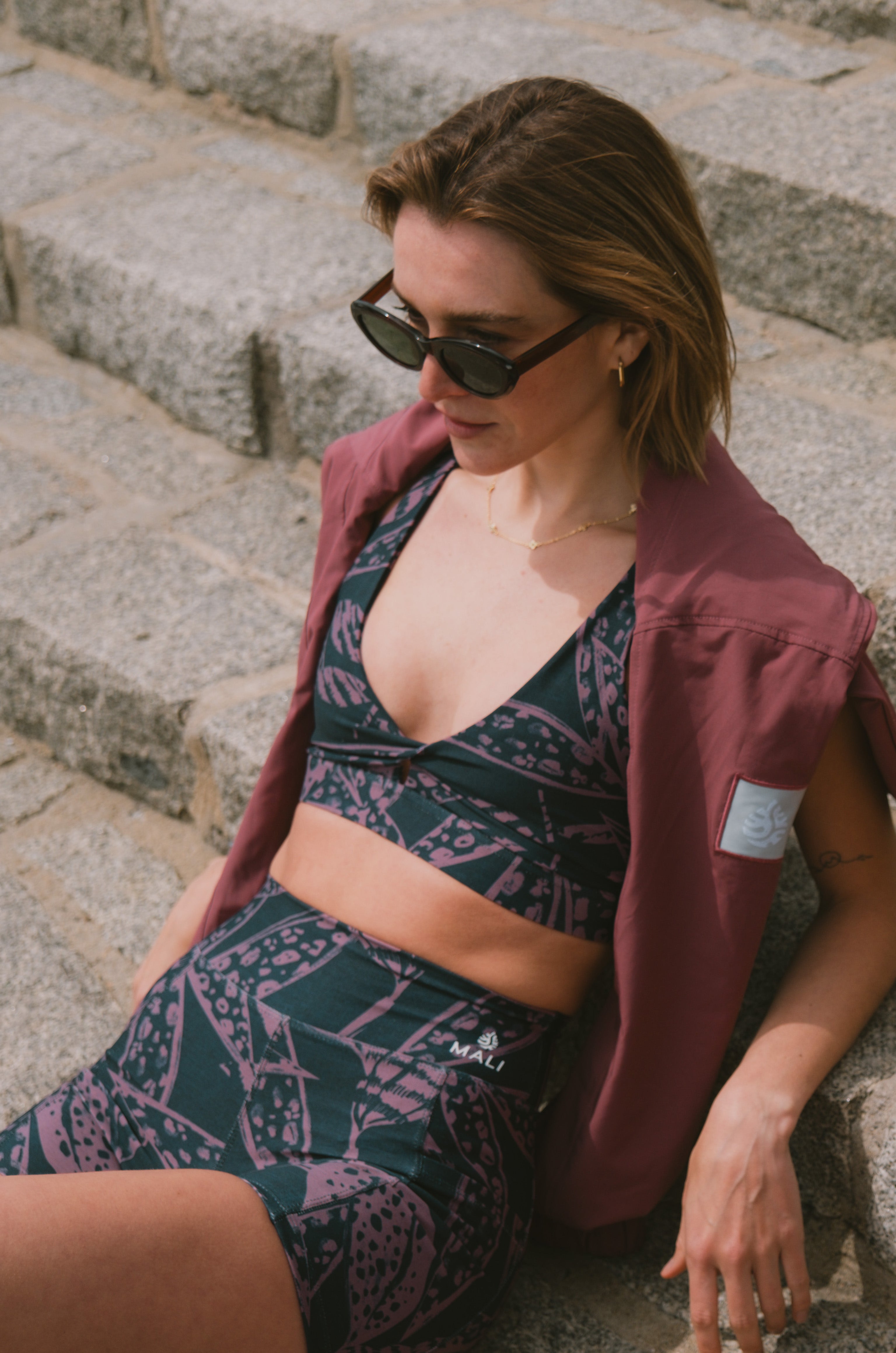 Biker con bolsillo Short Eco Flore Malva II