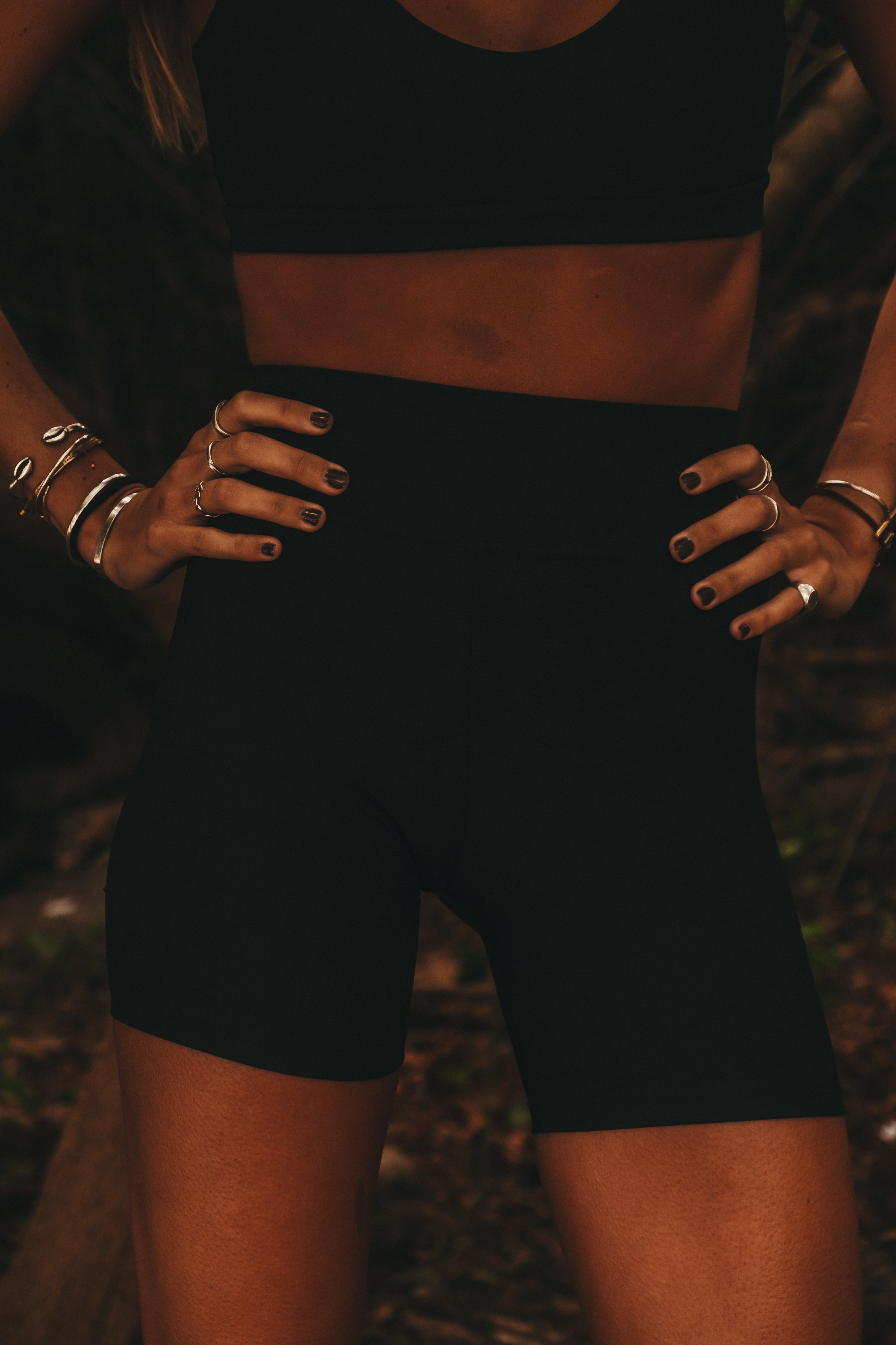 Biker Short Black Silver