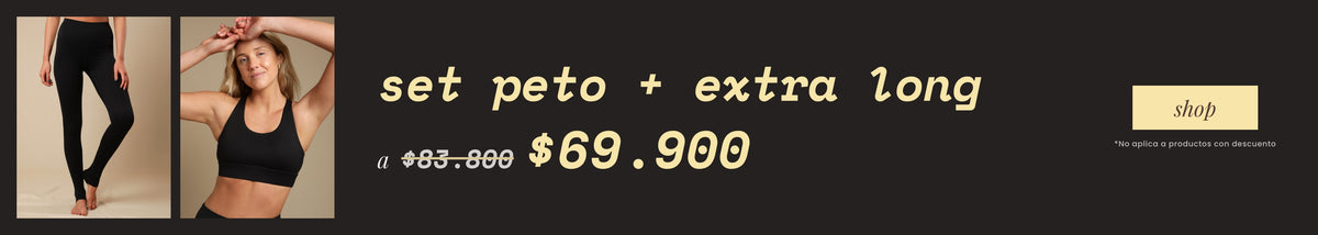 Set peto + legging Extra Long: antes $83.800, ahora $69.900