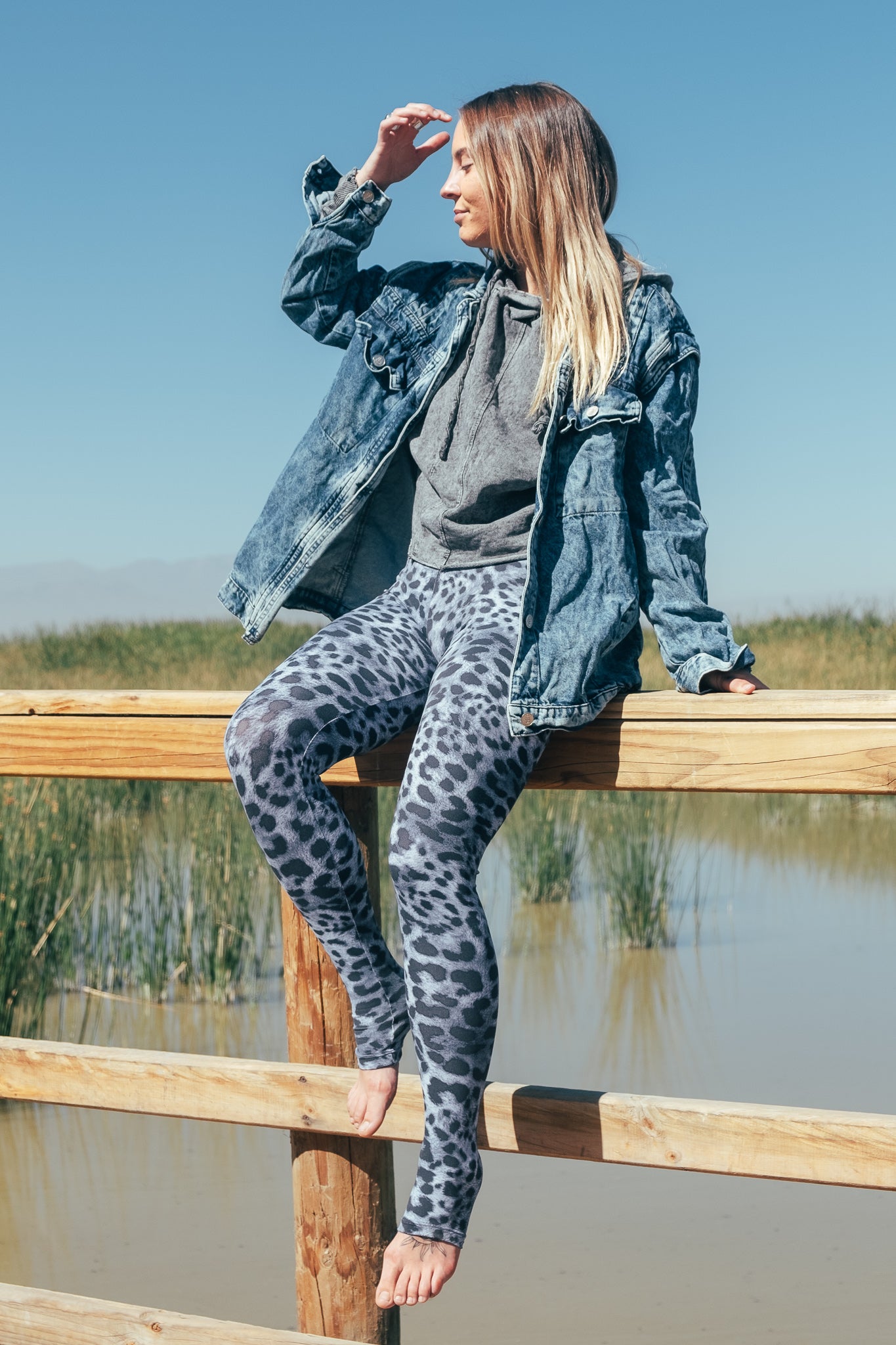 Legging Extra Long Eco Black Cheetah