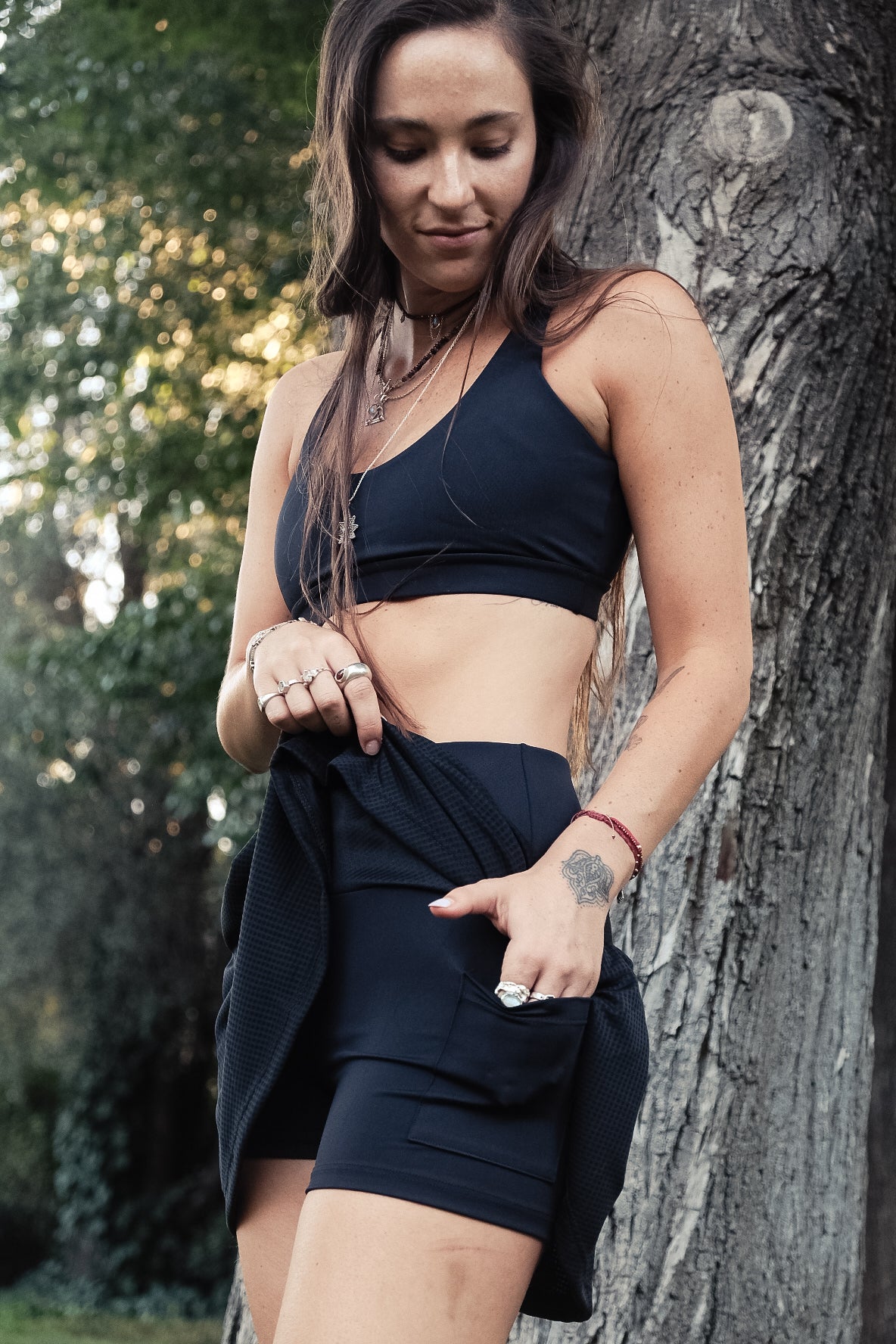 Mini Tenis/Pádel Eco Black – falda short de tenis negra mujer, Mali