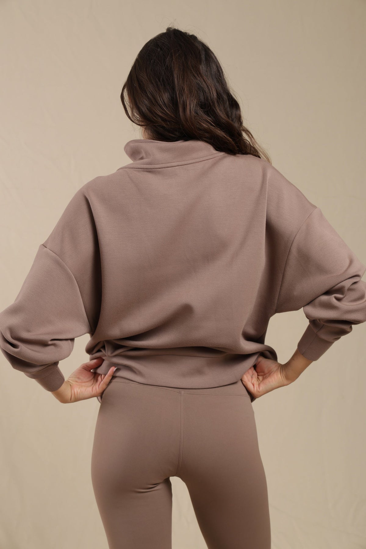 Poleron Half Zipper Pine Bark