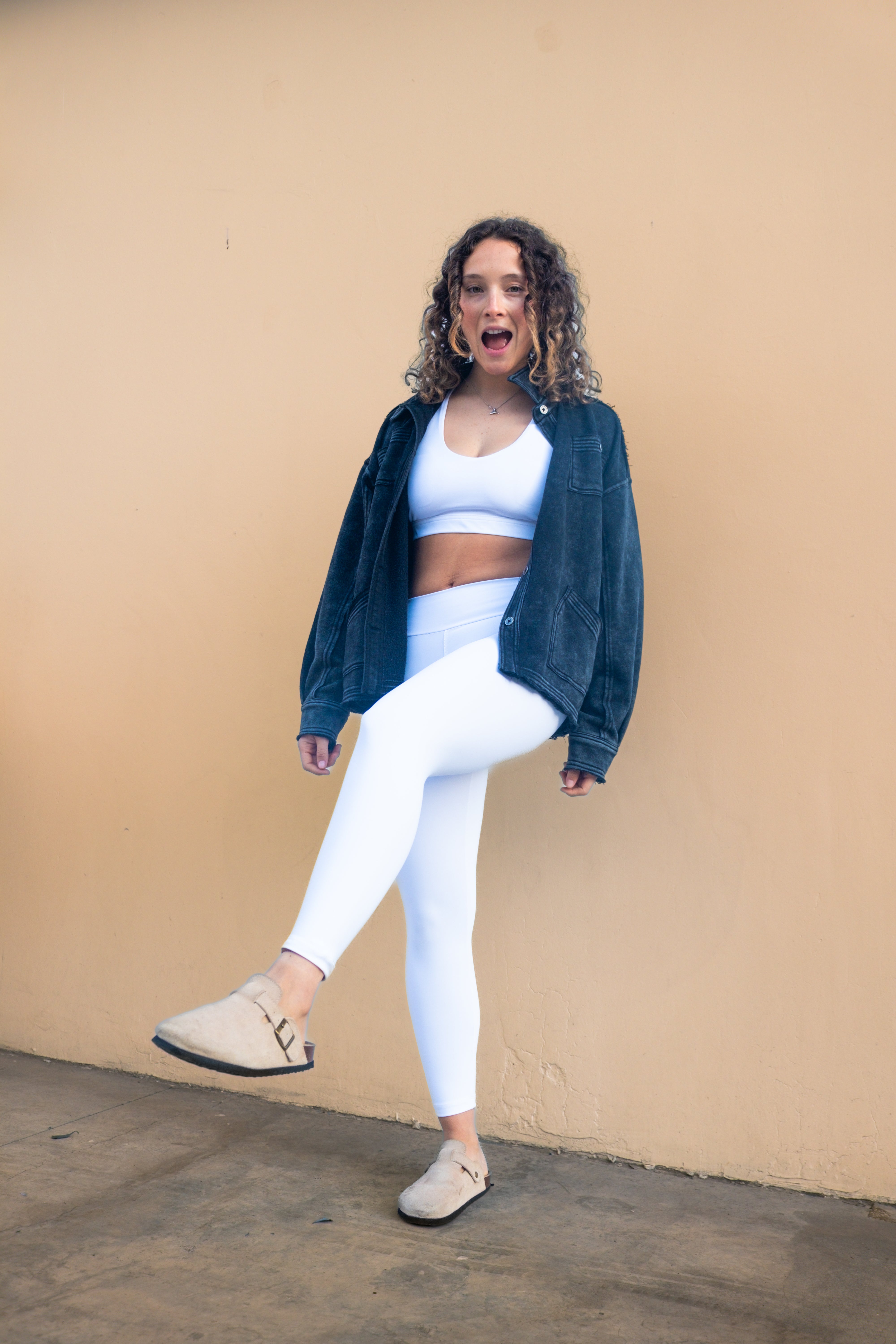Legging 7/8 White Silver