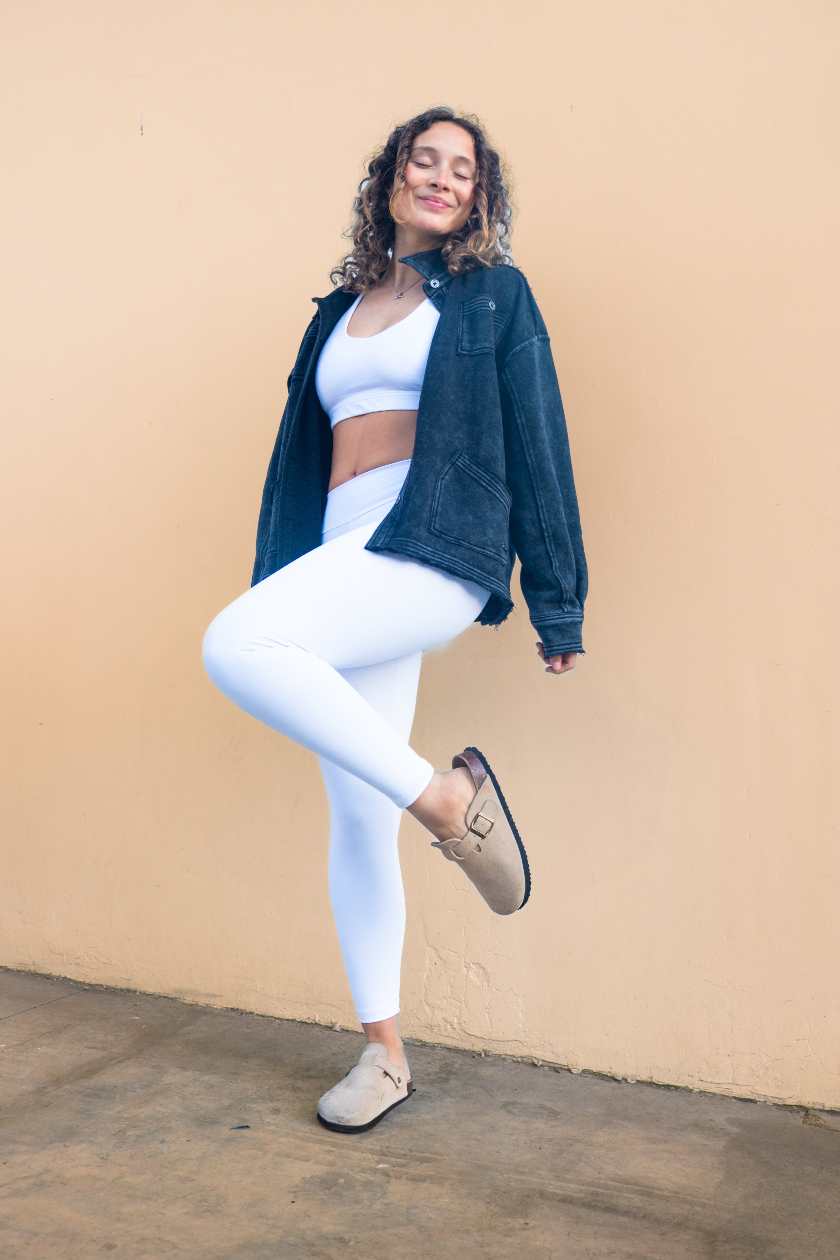 Legging 7/8 White Silver
