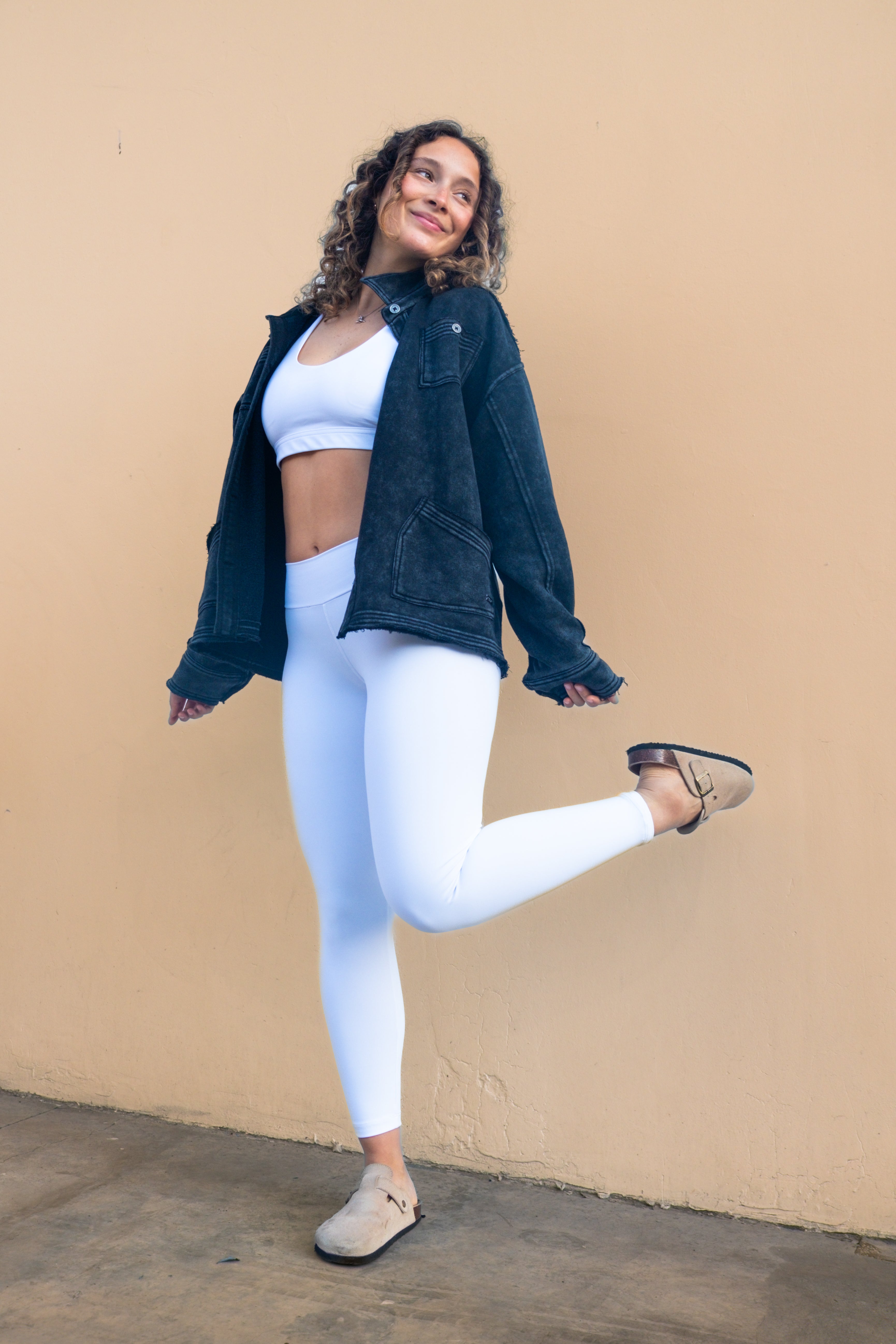 Legging 7/8 White Silver