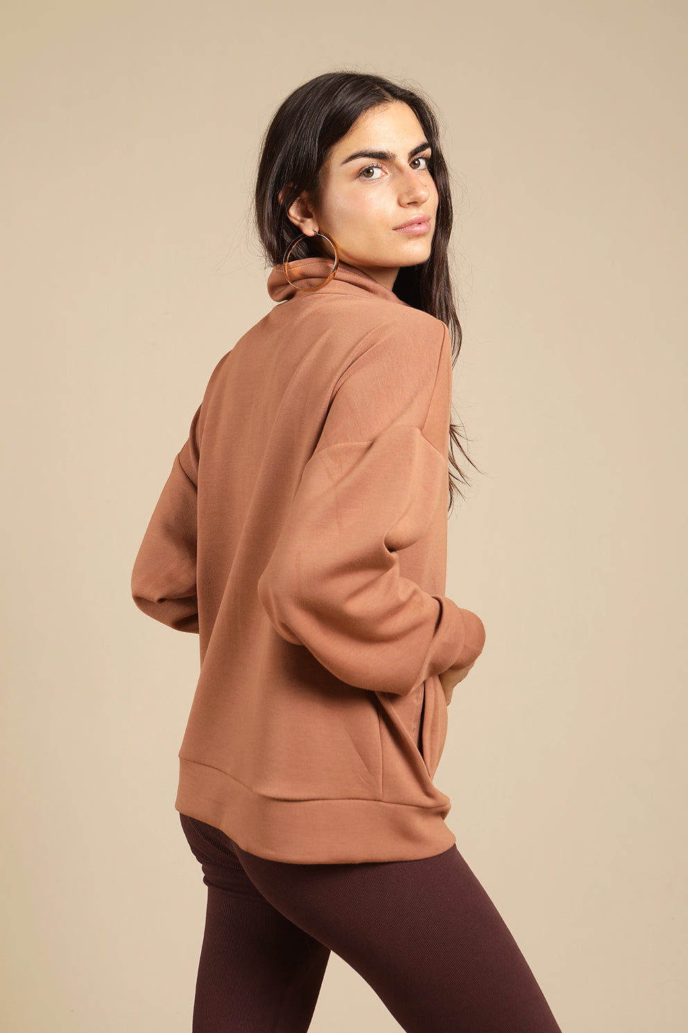 Half Zip Pullover Mocha Mousse