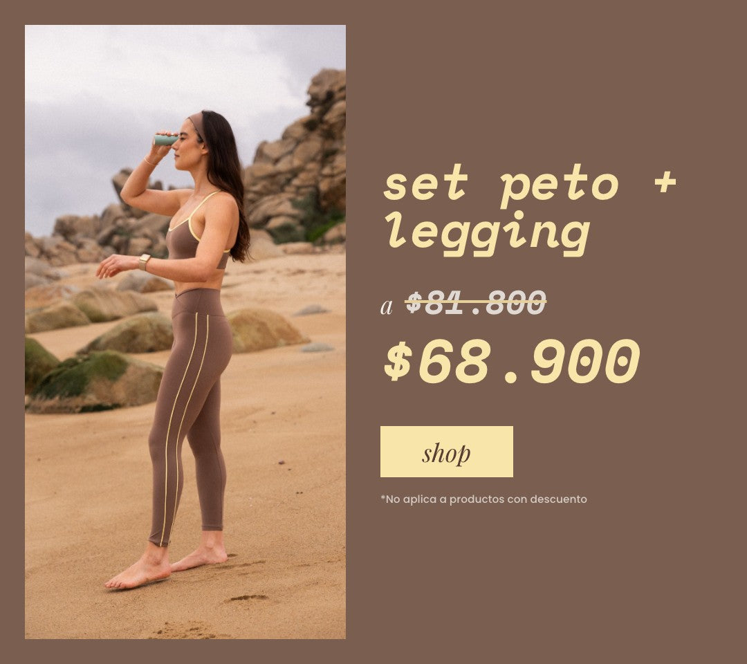 Set peto + legging Pine Banana: antes $81.800, ahora $68.900
