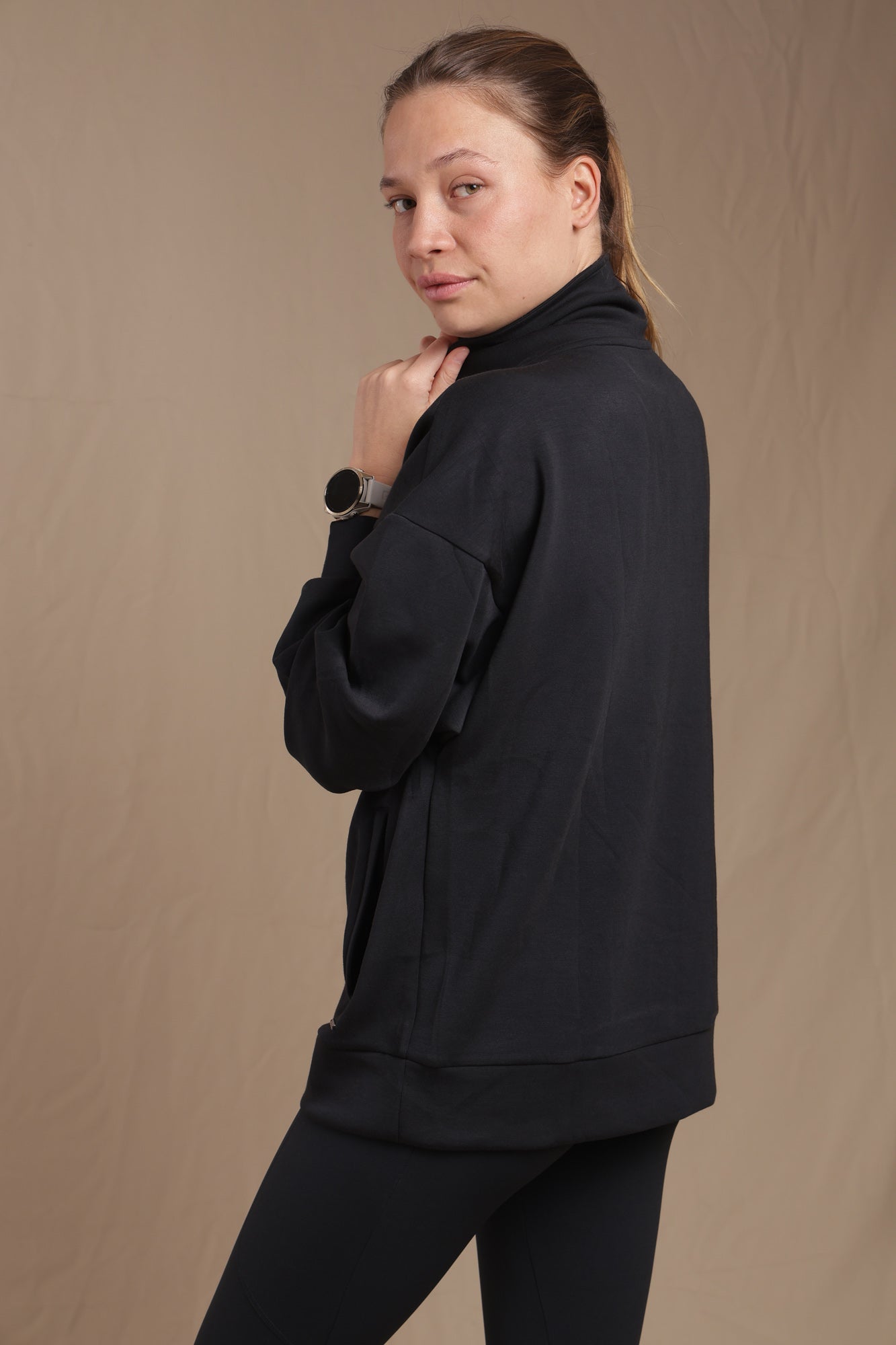 Poleron Half Zipper Black